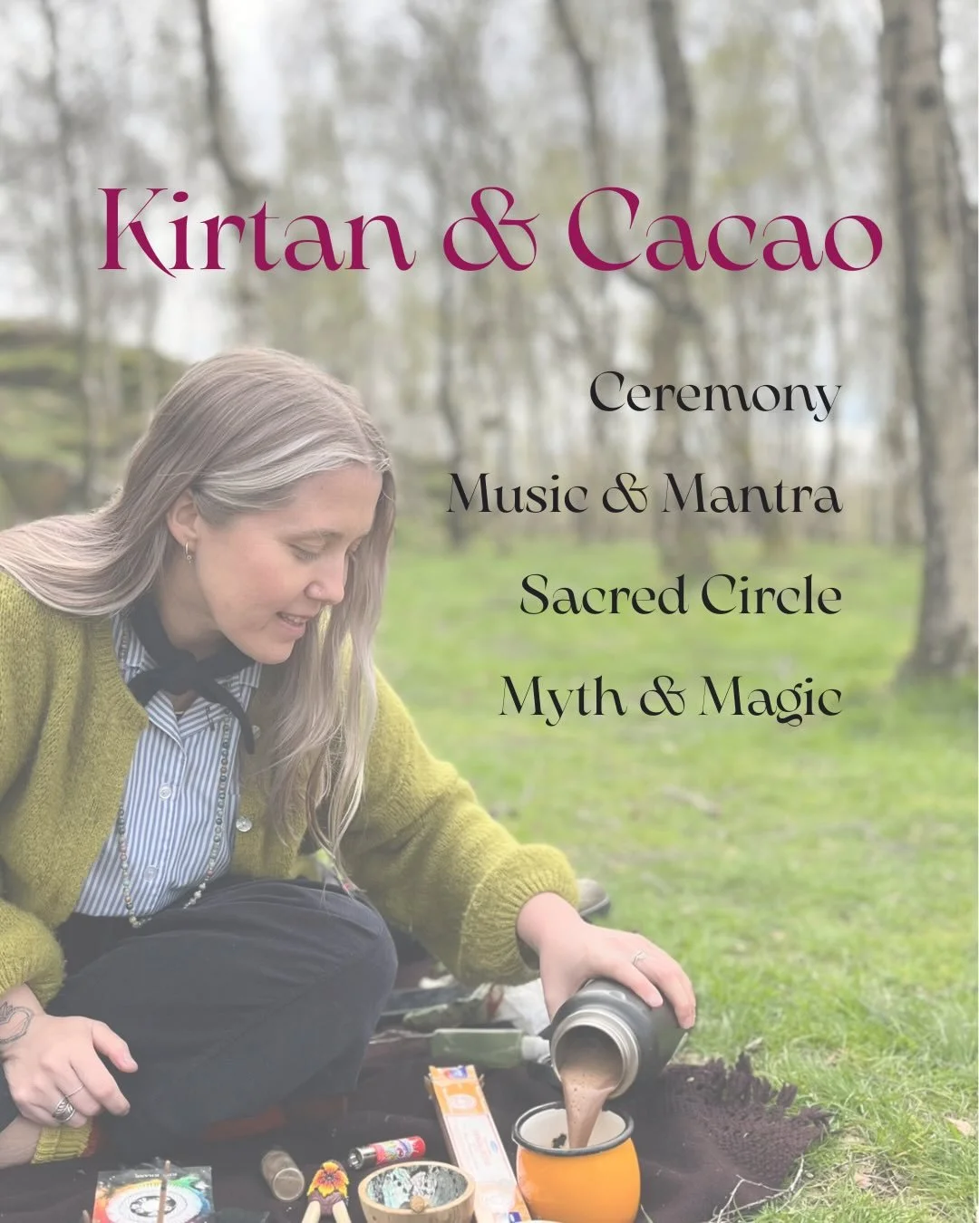 This Friday ~ April 17th ⁣~ 6.00pm - 8.15pm⁣ 
⁣
&pound;22⁣ for a little whimsy and softness 🪶✨
⁣One day we will drink cacao and sing in the forest but for now there is space for eight at my home shala off Sherwood Rise, Nottingham (swipe to see 🥰)⁣