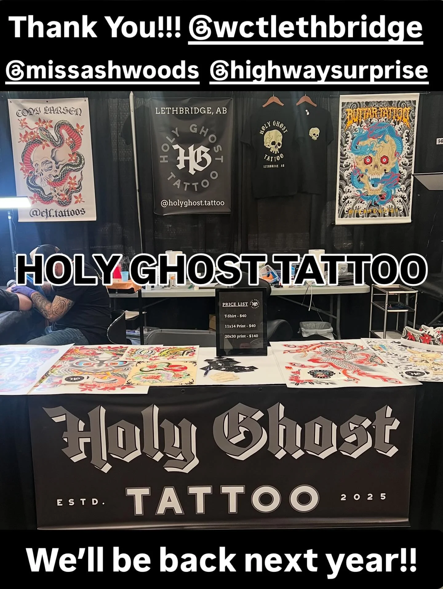 Big thanks to @missashwoods and @highwaysurprise for putting on such a great show this past weekend at @wctlethbridge 🙌 We also want to thank everyone who came out and supported us &mdash; whether you got tattooed, picked up a shirt or print, grabbe