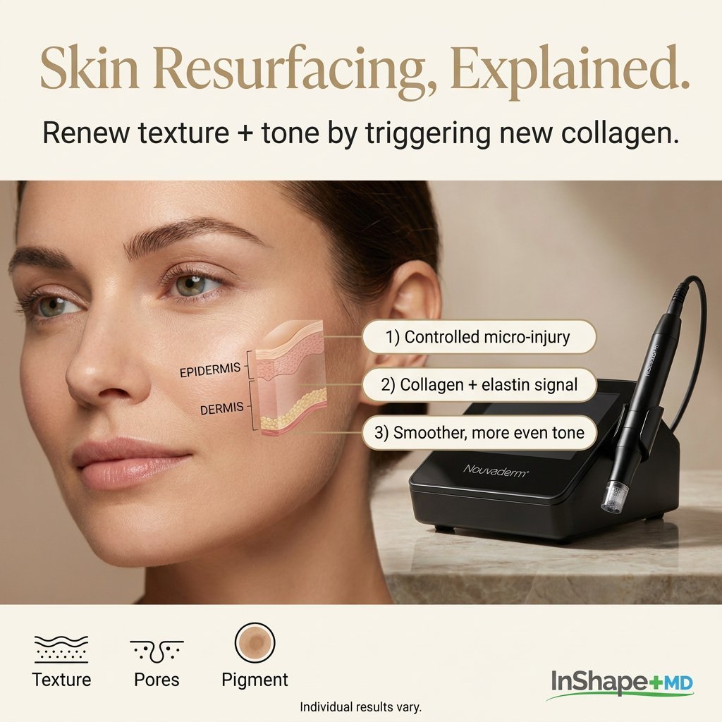 Your skin has the power to rebuild itself. 🔬 You just need the right signal.

Skin resurfacing works by creating controlled micro-injuries at the surface level. That sounds intense. but it's actually your skin's smartest reset button.

Here's the sc
