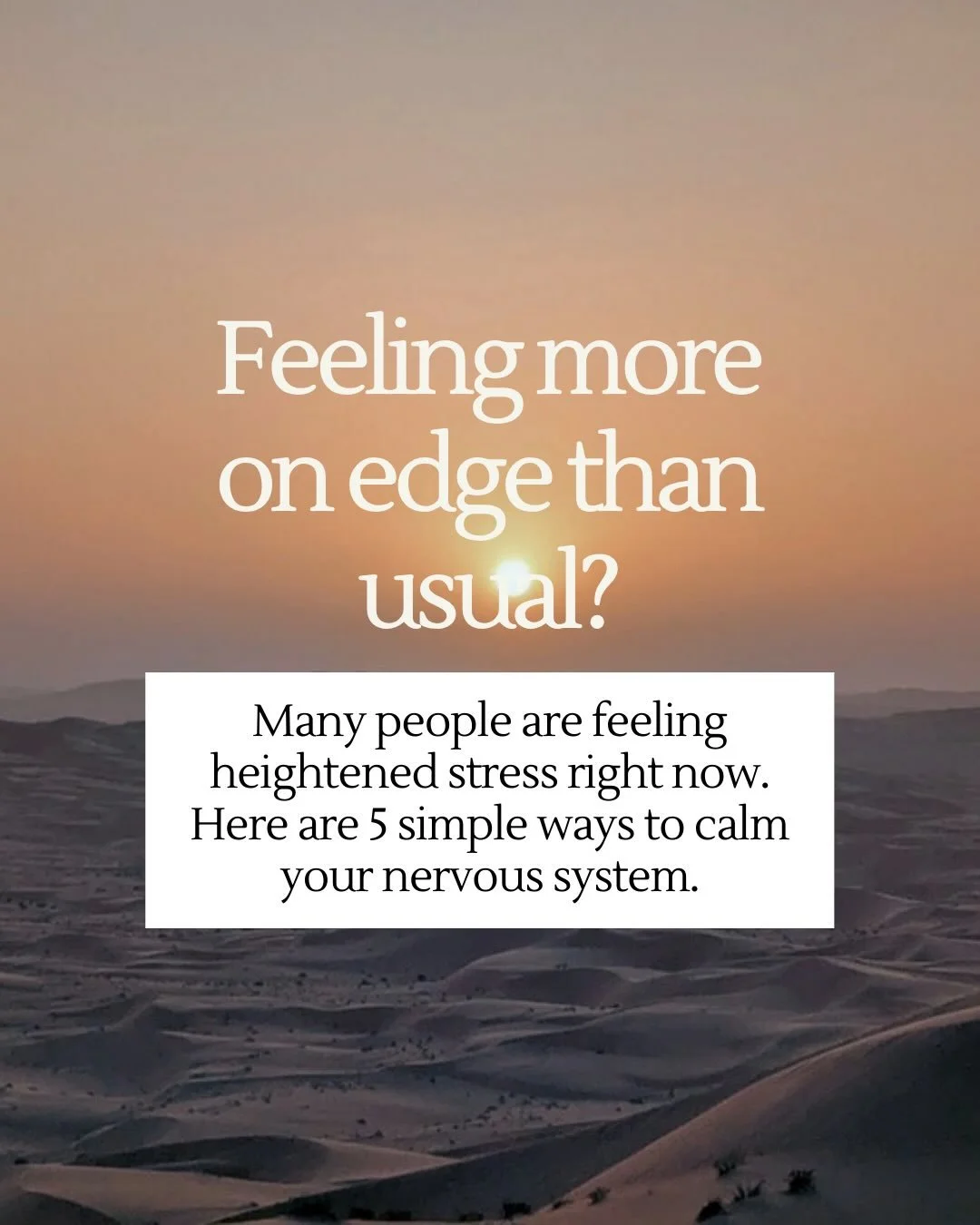 If you&rsquo;re like me, you&rsquo;ve been a lot more on edge lately and stress has been high! 

When stress levels rise, our nervous system often stays in &ldquo;go mode&rdquo;. This can show up as poor sleep, racing thoughts, tension in the body, o