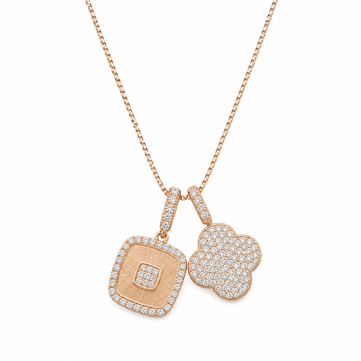 14k Rose Gold Chain Diamond Pendants