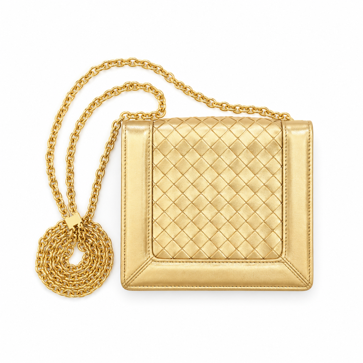 Bottega Veneta Vintage Gold Intrecciato Purse
