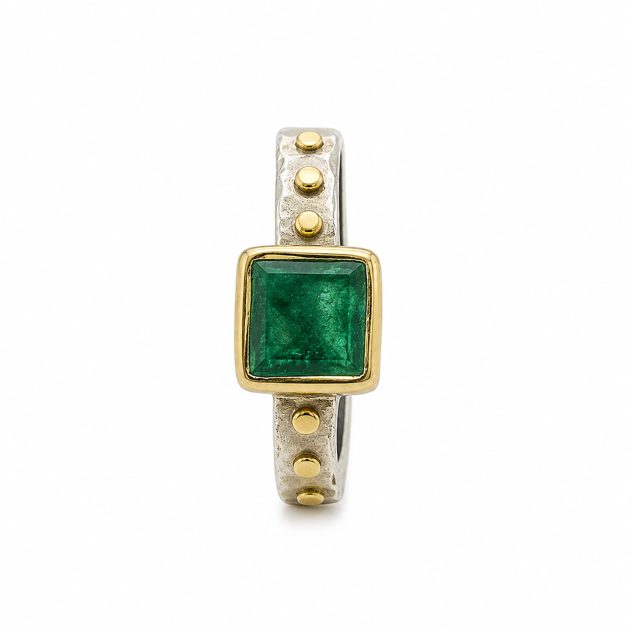 ring 925/18K emerald stack ring