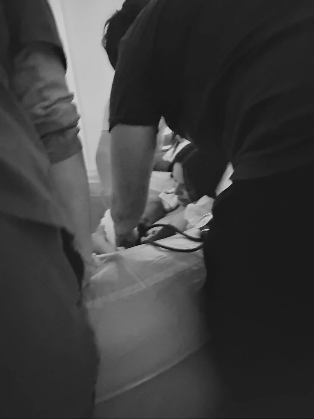 What&rsquo;s happening here? 

Mom had a water birth in her room less than 15 minutes ago, baby has remained skin to skin (and will stay there), and midwife Arielle is getting ready to take mom&rsquo;s blood pressure before she starts to get out of t