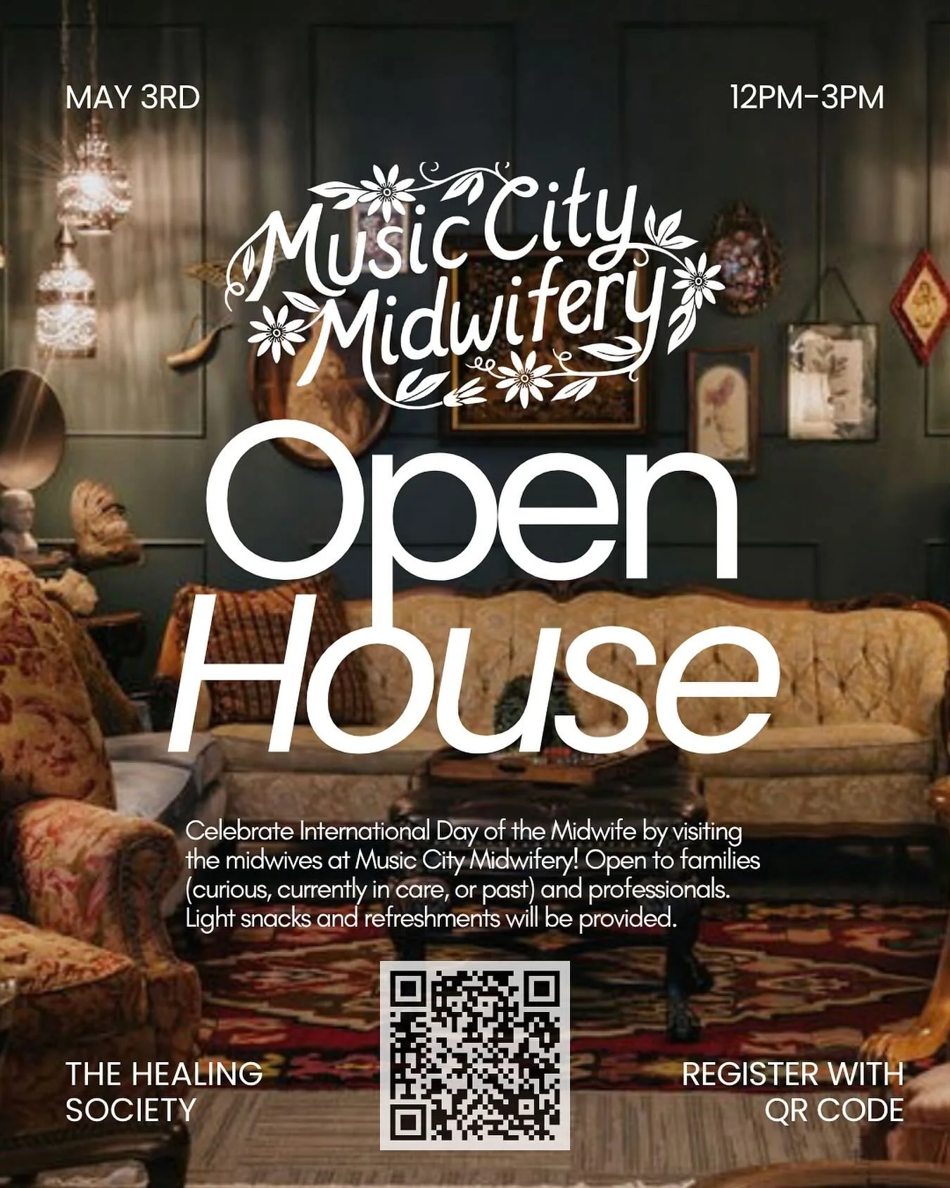 In early celebration of International Day of the Midwife and just shy of our 1 Year Anniversary, we&rsquo;re having an Open House! On May 3rd from 12pm-3pm we are opening our doors in East Nashville to interested families and individuals, past client
