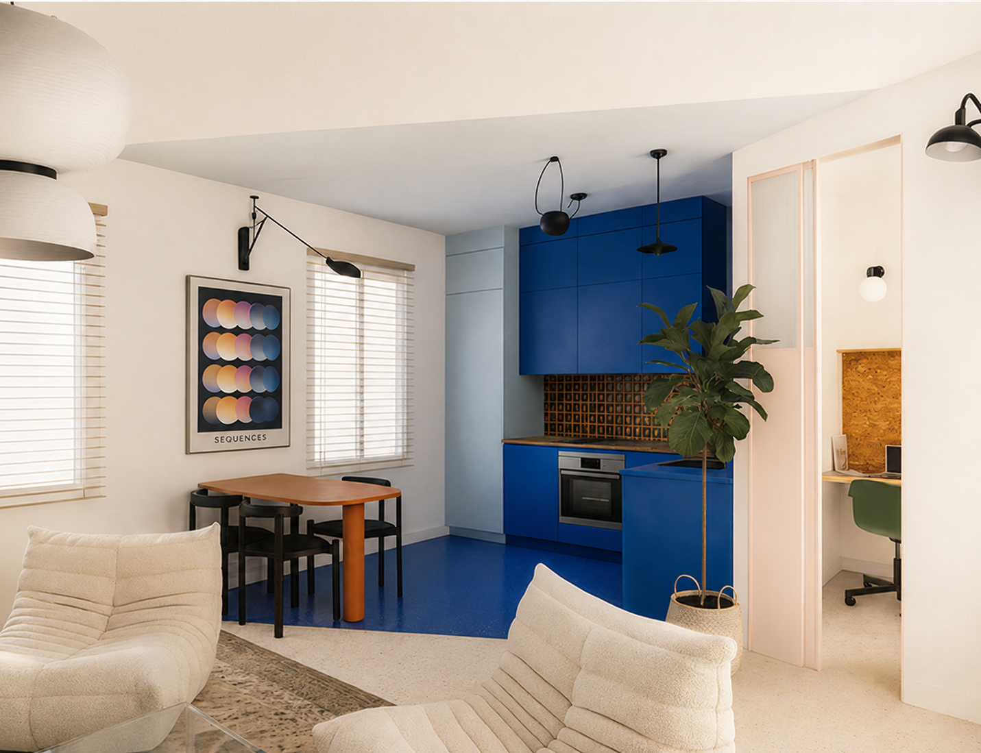 vue séjour rénovation appartement paris 