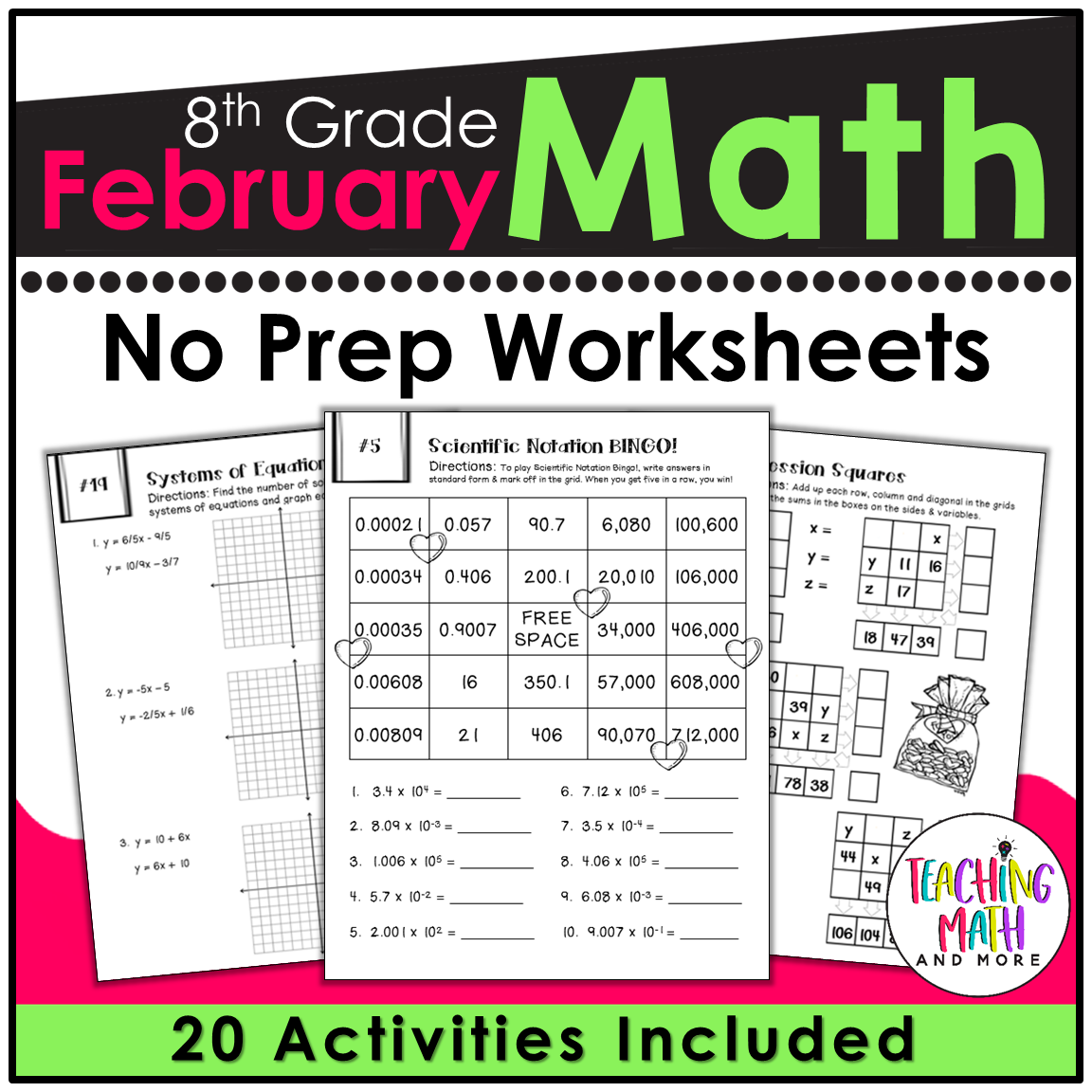 February Math Worksheets 8th Grade