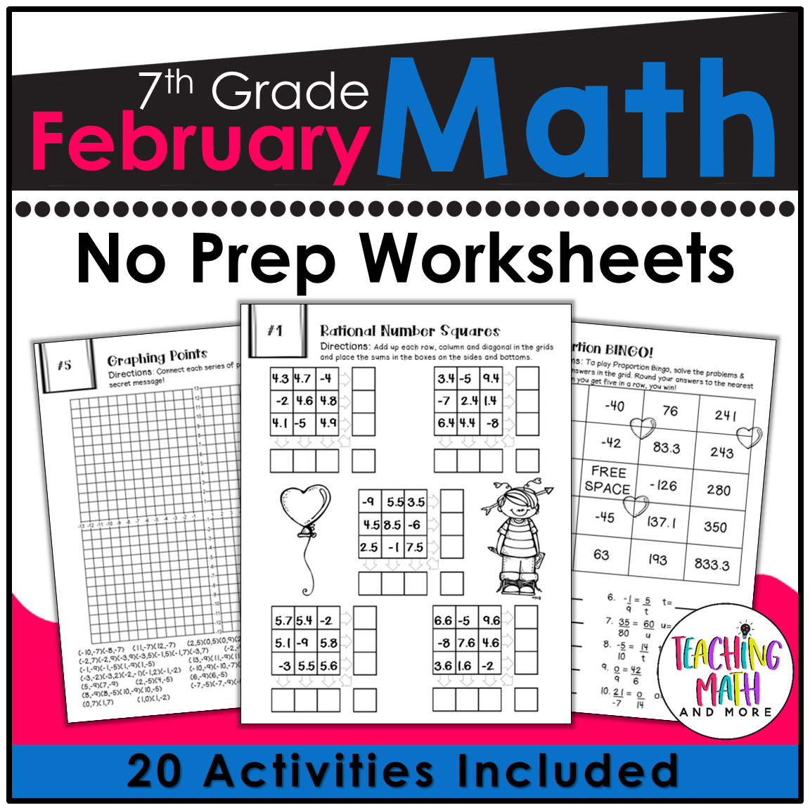 February Math Worksheets 7th Grade