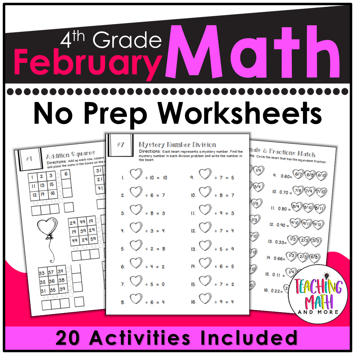 February Math Worksheets 4th Grade