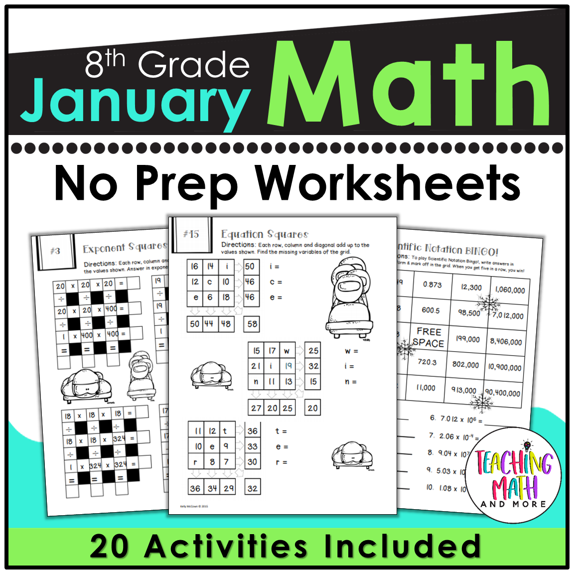 January Math Worksheets 8th Grade