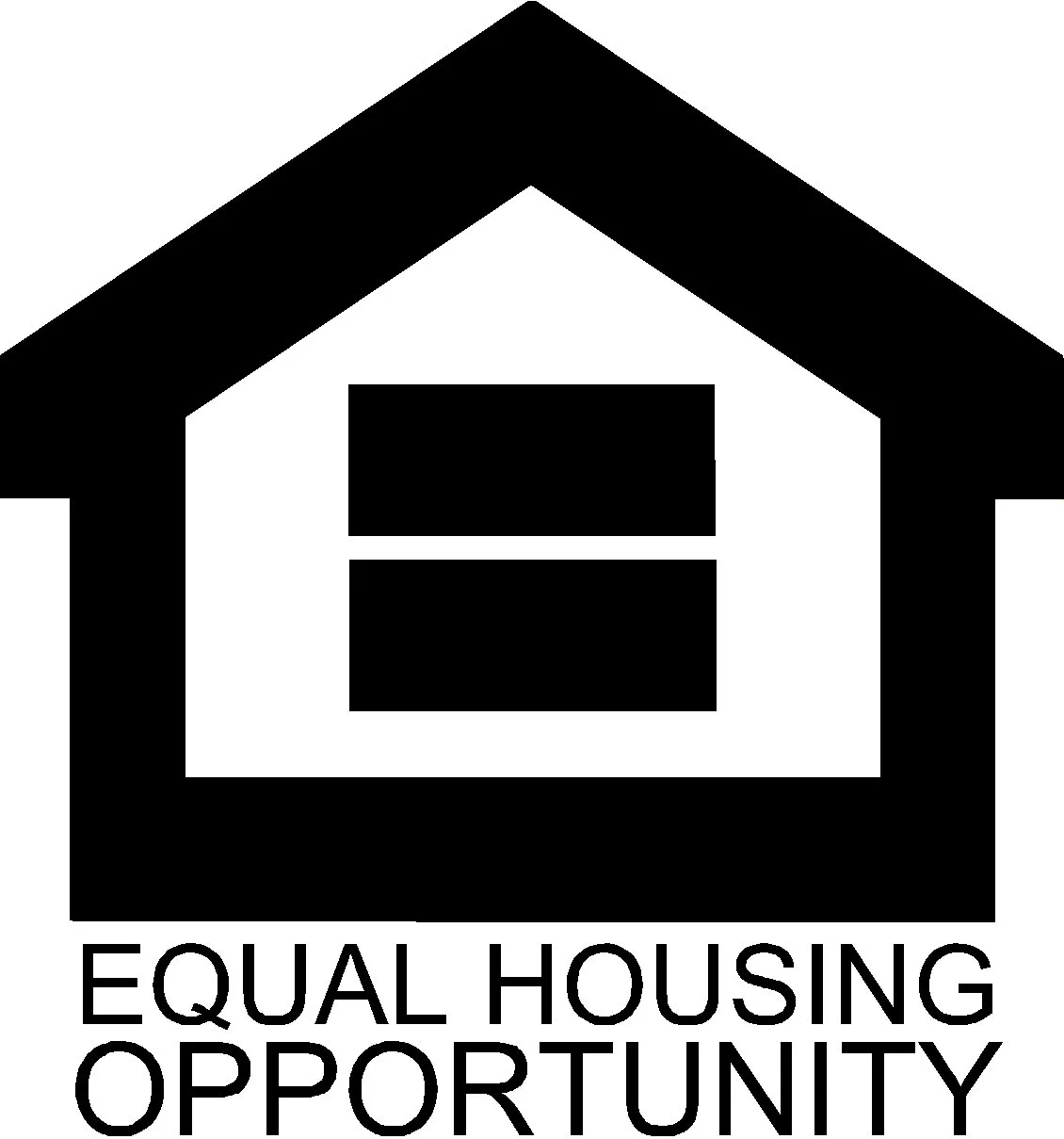 House logo with an equal sign in the center - represents the Equal Housing Opportunity logo.