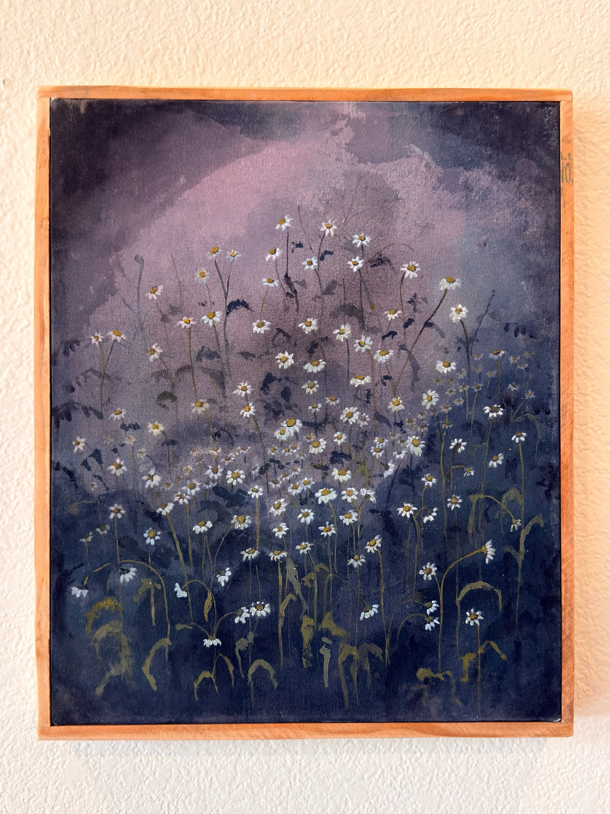 I had a dream about you last night.
Eco Paint on Organic Canvas, Salvaged Wood, 16” x 19“
