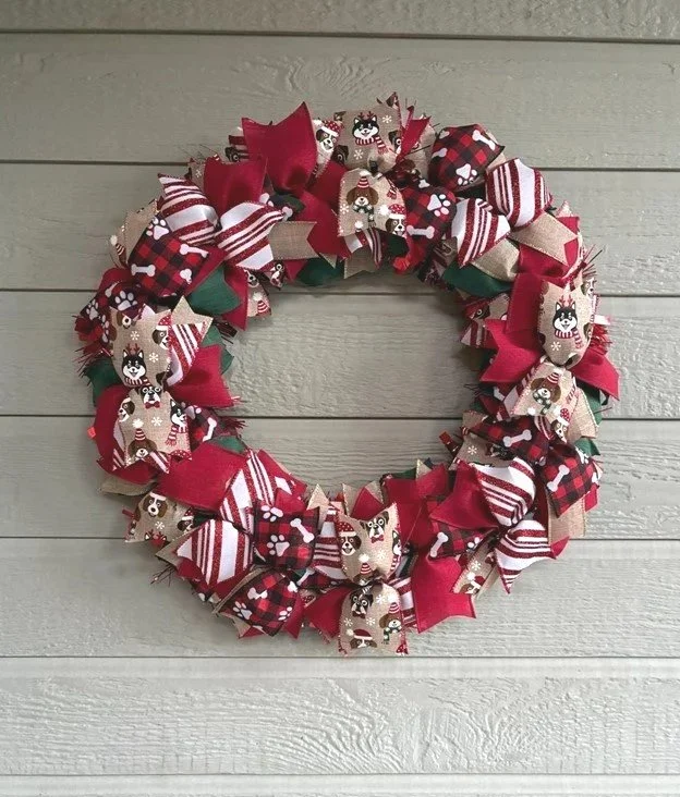 Festive Puppy Dog Christmas Wreath