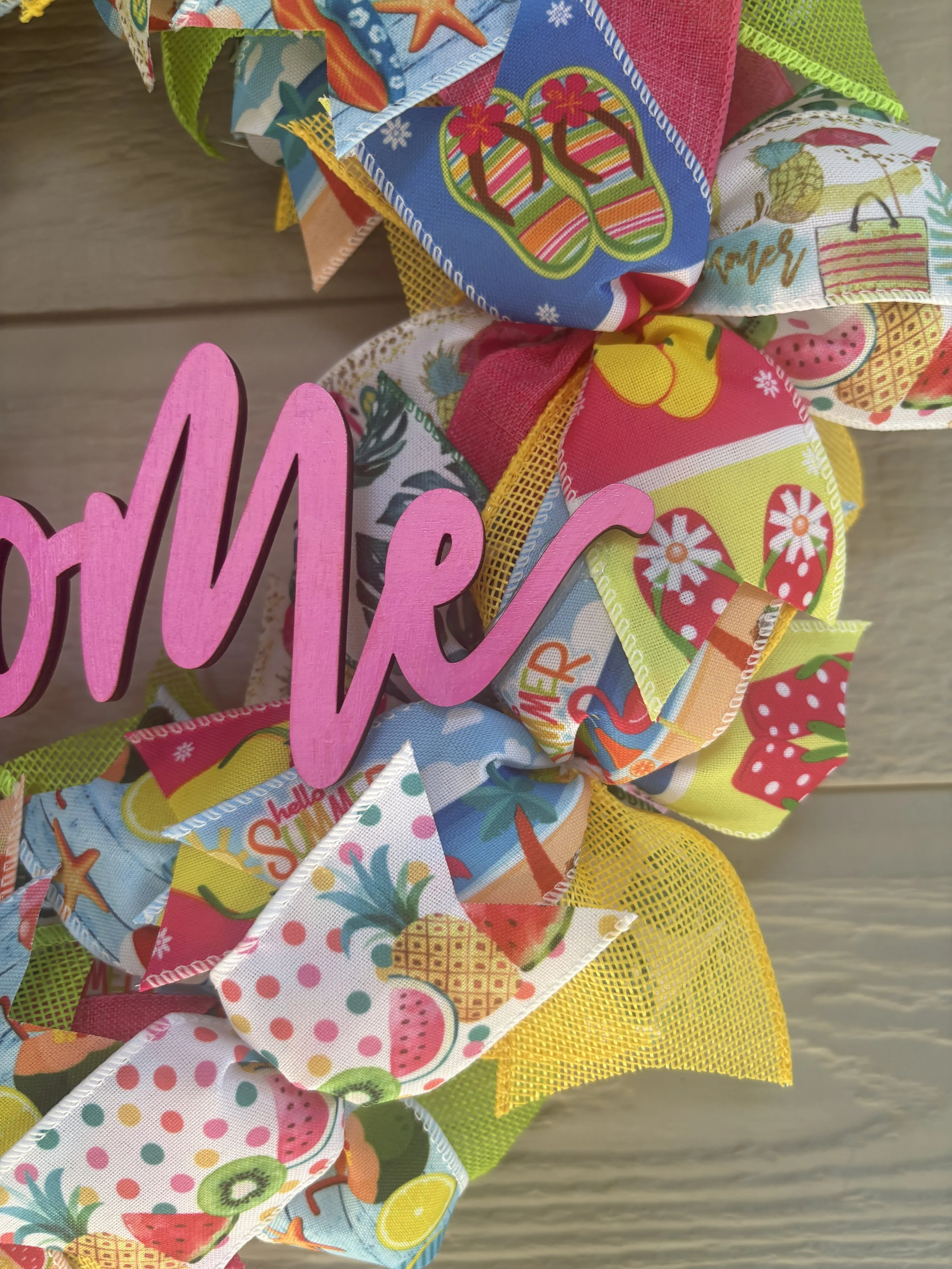 Tropical Beach ribbon wreath with welcome sign