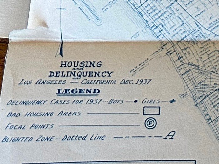 Legend of Housing and Delinquency map W.P.A. Delinquency (Dec 1937) CSWA 0436, Box 1
