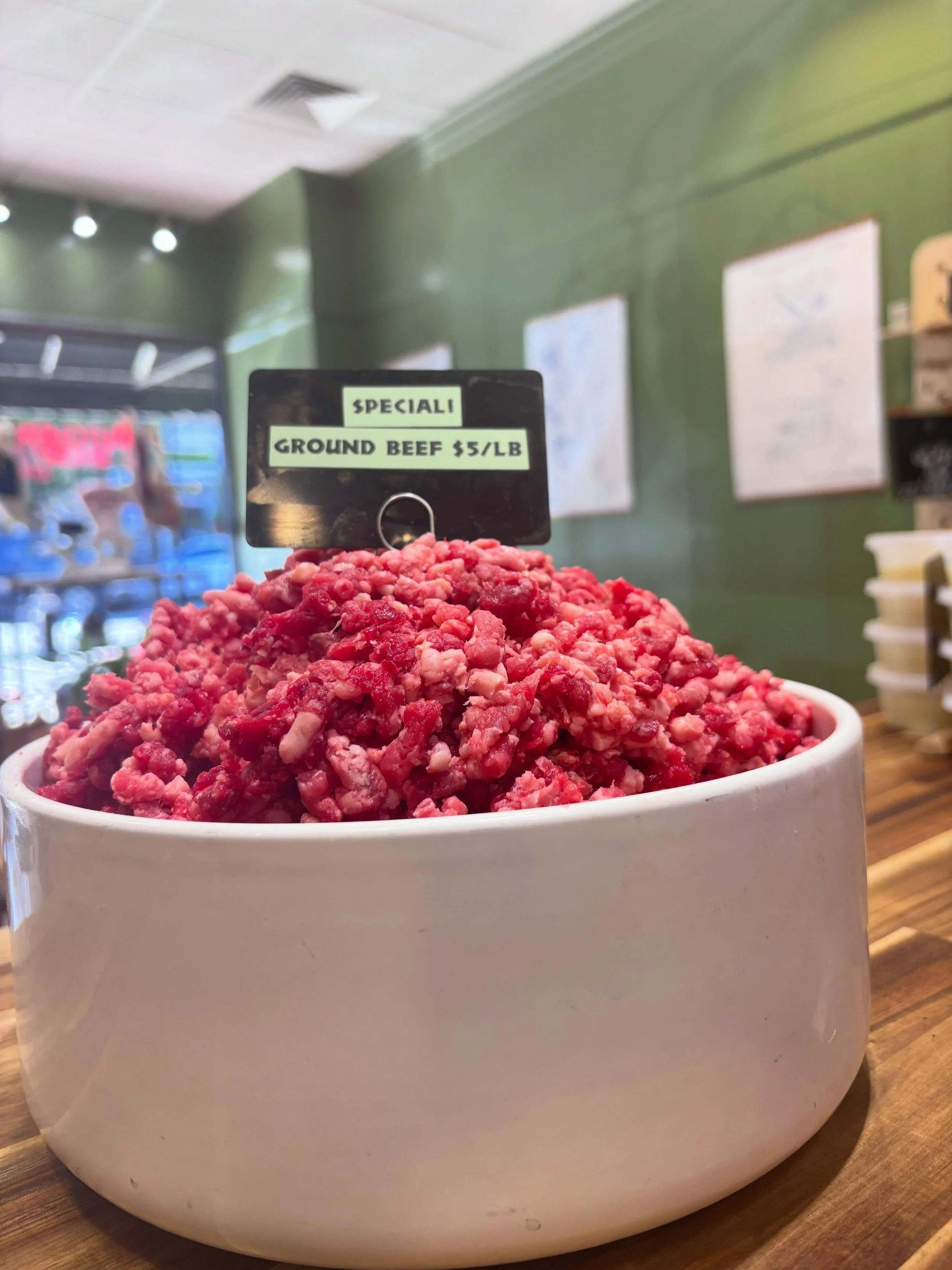 🚨 Tomorrow!! 🚨 The street closes early for Meet on Main which is ALWAYS a blast but it kind of kills business in the afternoon. SO we&rsquo;ll be offering a FLASH deal of $5 ground beef tomorrow Friday morning from 11-2 only! Come in and grab your 