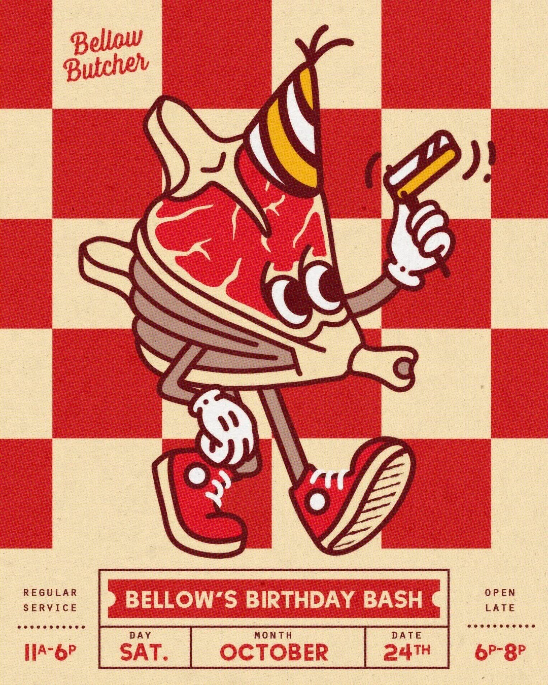 BELLOW TURNS ONE! 🥩

Saturday, October 24th - come celebrate ONE YEAR with us in Downtown Wendell!

We&rsquo;ll be open regular hours 11-6 with full service + sammies until we sell out, NEW SWAG RELEASE, and then we&rsquo;re keeping the party going 