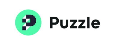 Puzzle logo with a green circle background and a black quiz mark with white and black checkered pattern inside