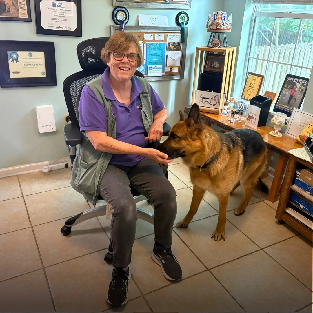 Jeanne Crockett, owner of Crockett's Critter Care, a client of Salty Rebel Business Solutions.