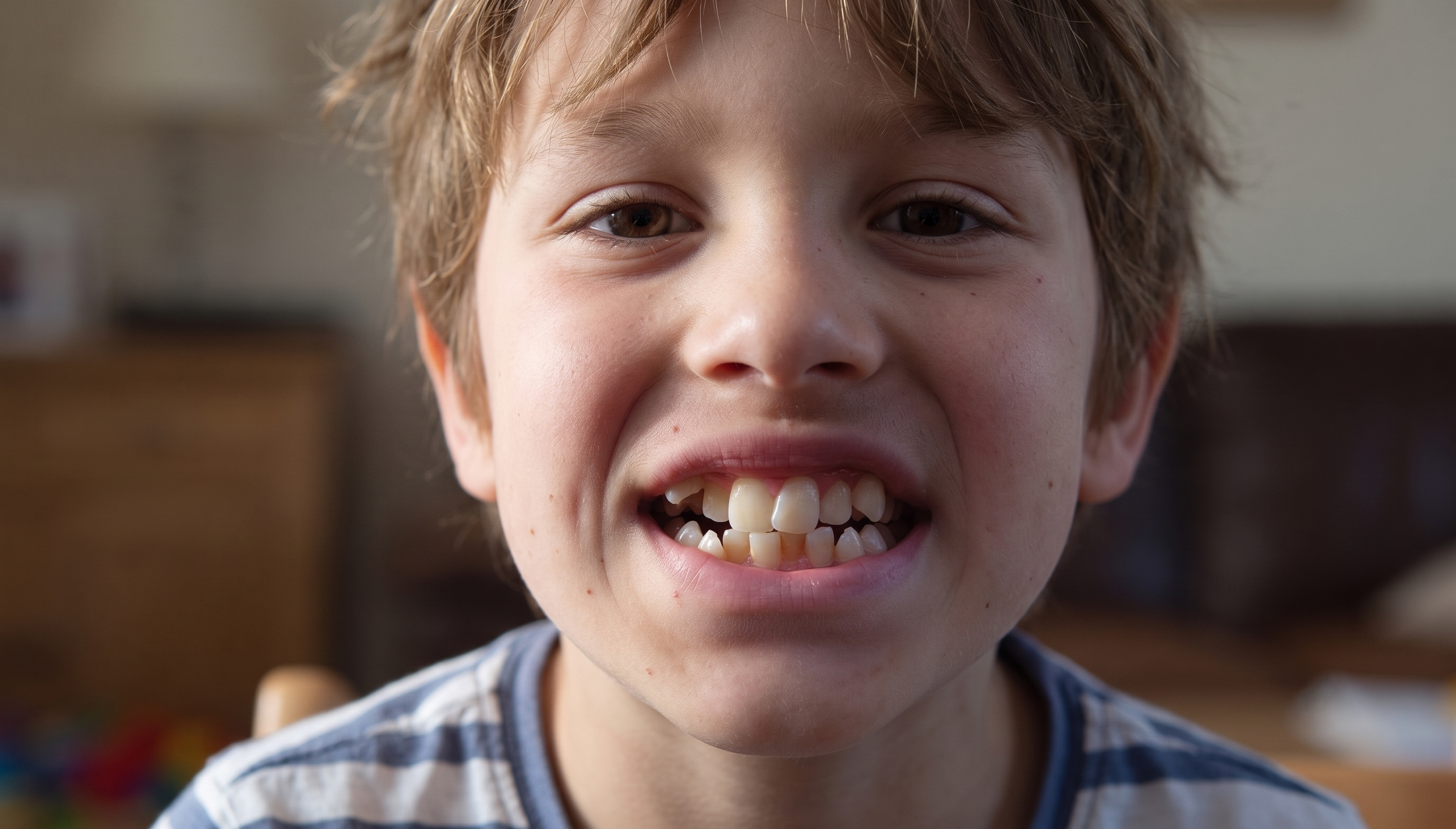vExample of crowded permanent teeth in a child that may benefit from orthodontic evaluation.