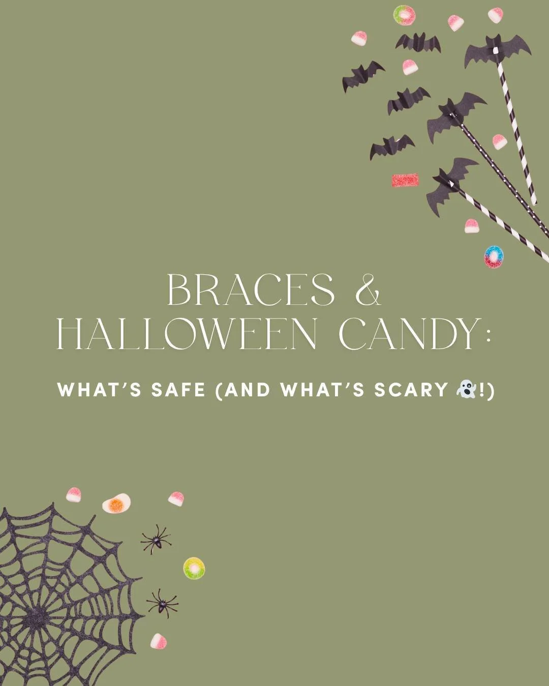 Trick-or-treating with braces? 🎃 No problem! Just follow these sweet tips and save this post as your friendly reminder: steer clear of sticky, chewy, or crunchy candies (we&rsquo;re looking at you, Laffy Taffy 👀), and choose soft, braces-friendly t