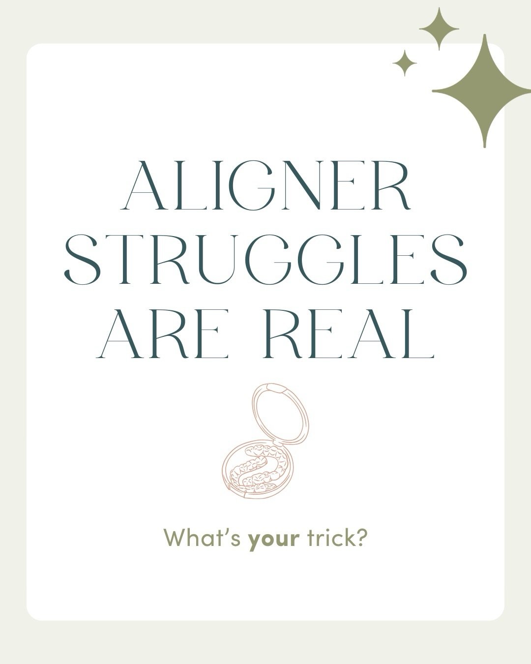 Aligner struggles are REAL 😅
Forgetting wear time, keeping trays clean, remembering where you put them&hellip;
 
💡 A few tricks we love:
&bull; Phone alarms &amp; reminders
&bull; A good old sticky note on the bathroom mirror (it works!)
&bull; Dai
