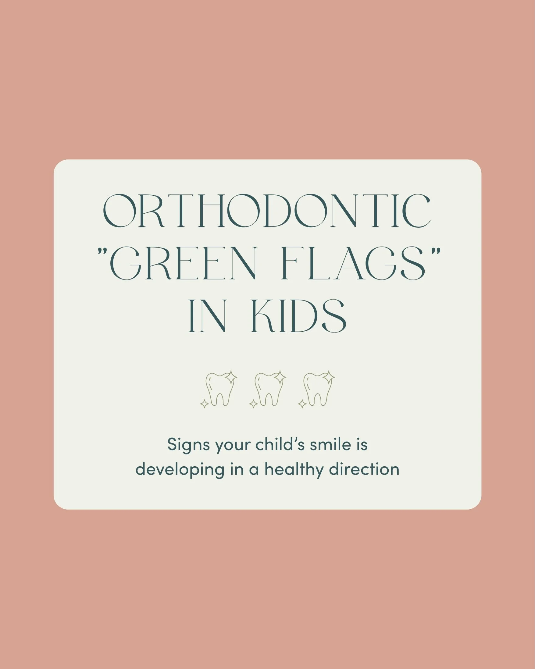 Not every orthodontic &ldquo;issue&rdquo; is actually a problem 

Some of our favorite green flags in growing smiles:
✔️ Spacing between baby teeth
✔️ Minimal crowding
✔️ Natural tooth loss + eruption
✔️ Comfortable nasal breathing
✔️ No prolonged th
