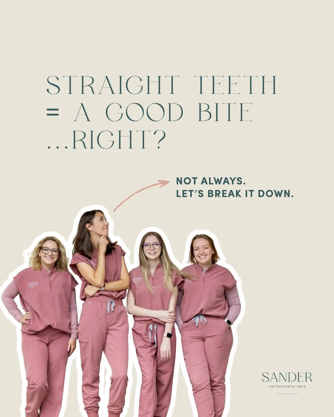 &ldquo;My teeth look pretty straight &mdash; so my bite is fine, right?&rdquo; 

We hear this a lot, and the honest answer is: not necessarily. 🦷

Crooked teeth and bite problems aren&rsquo;t the same thing, though they often travel together. Someti
