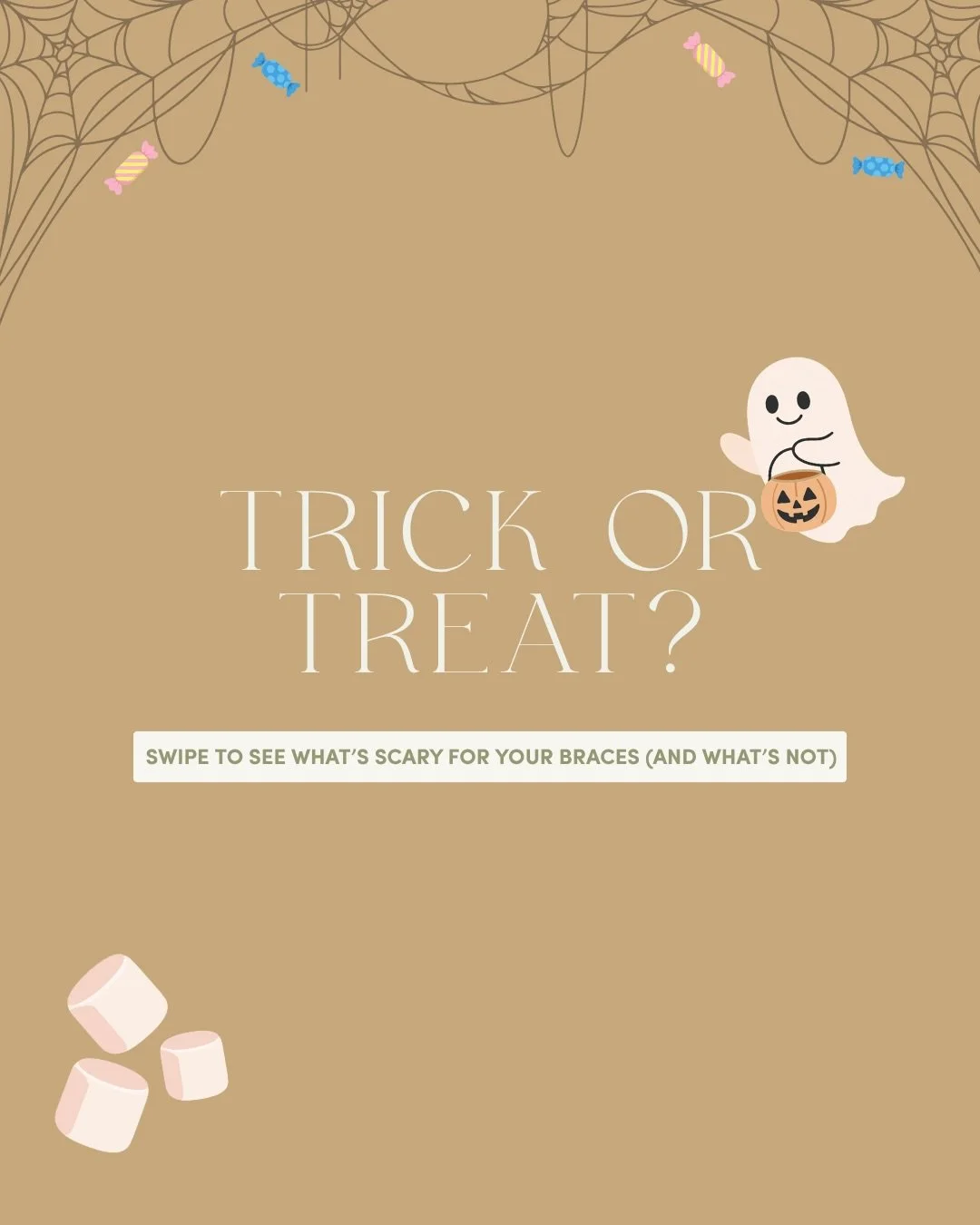 Some Halloween candy is scarier for your braces than others! 👻🍬

The trick? Avoid sticky, chewy, and hard candies. 

The treat? You can still enjoy some of your Halloween favorites!

Swipe to see which candies make the cut! 🎃