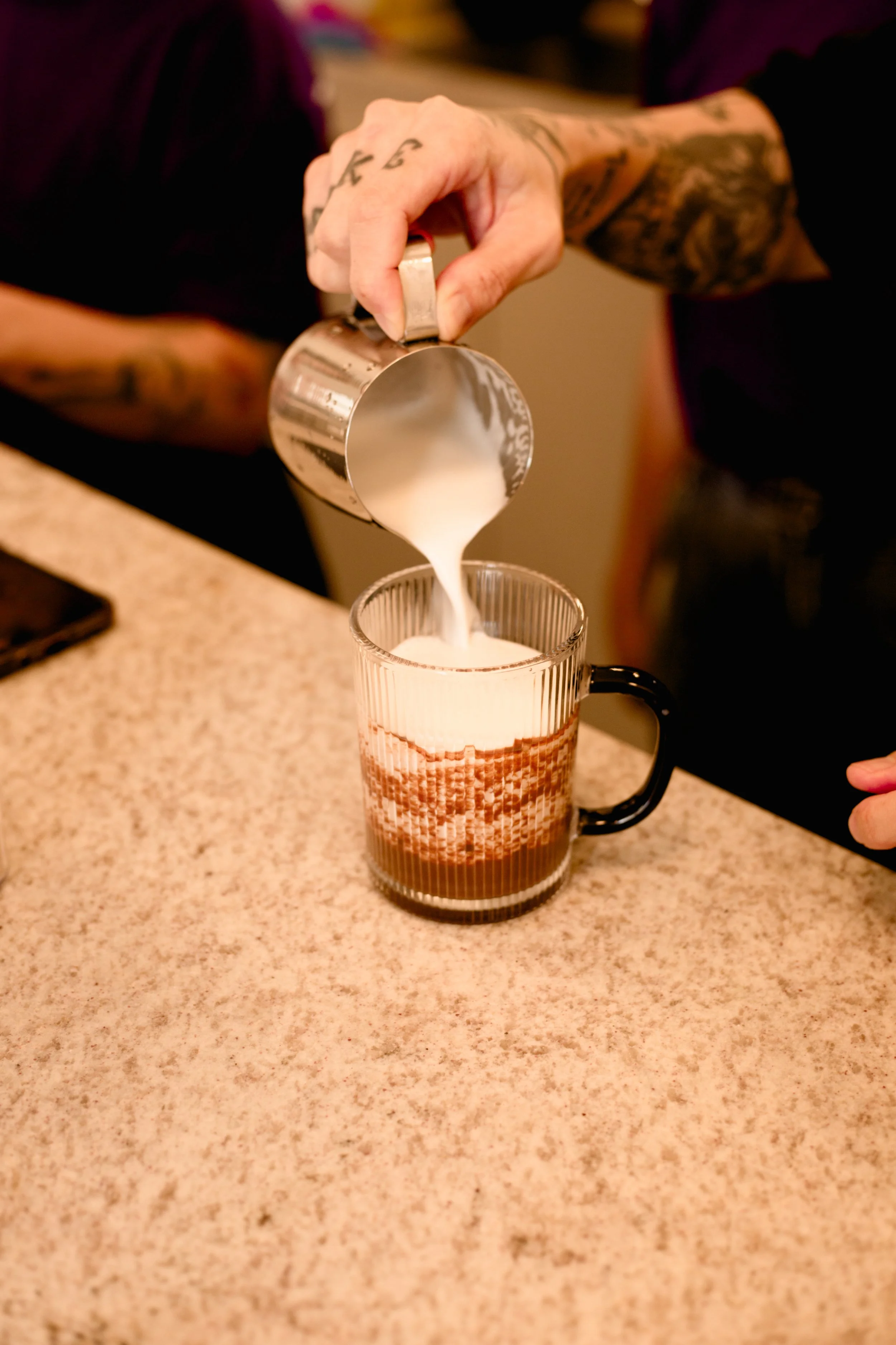 pouring hot chocolate