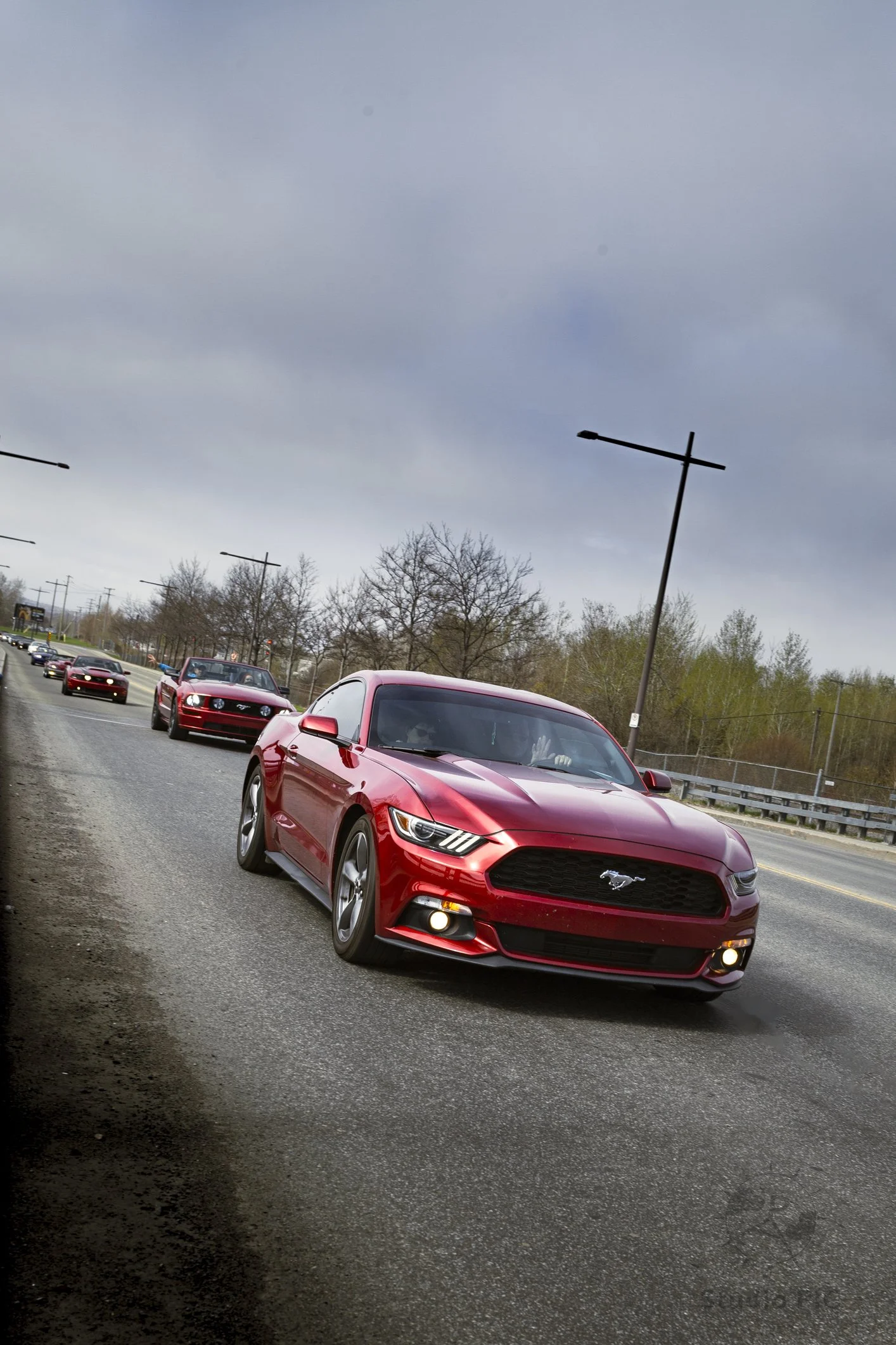 Photo automobile; Ford Mustang bourgogne à Québec