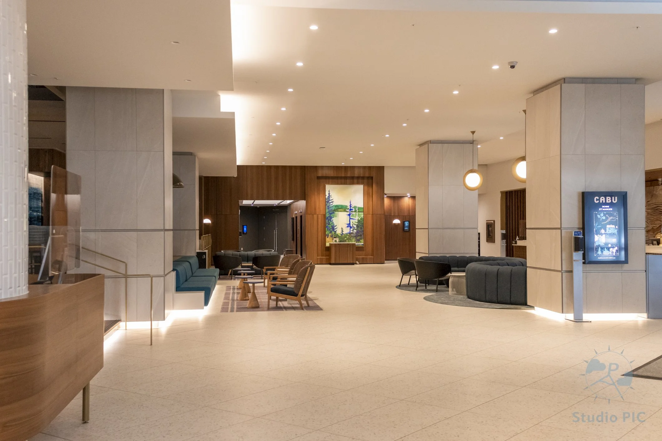 Photo immobilière; lobby d'un hôtel à Québec