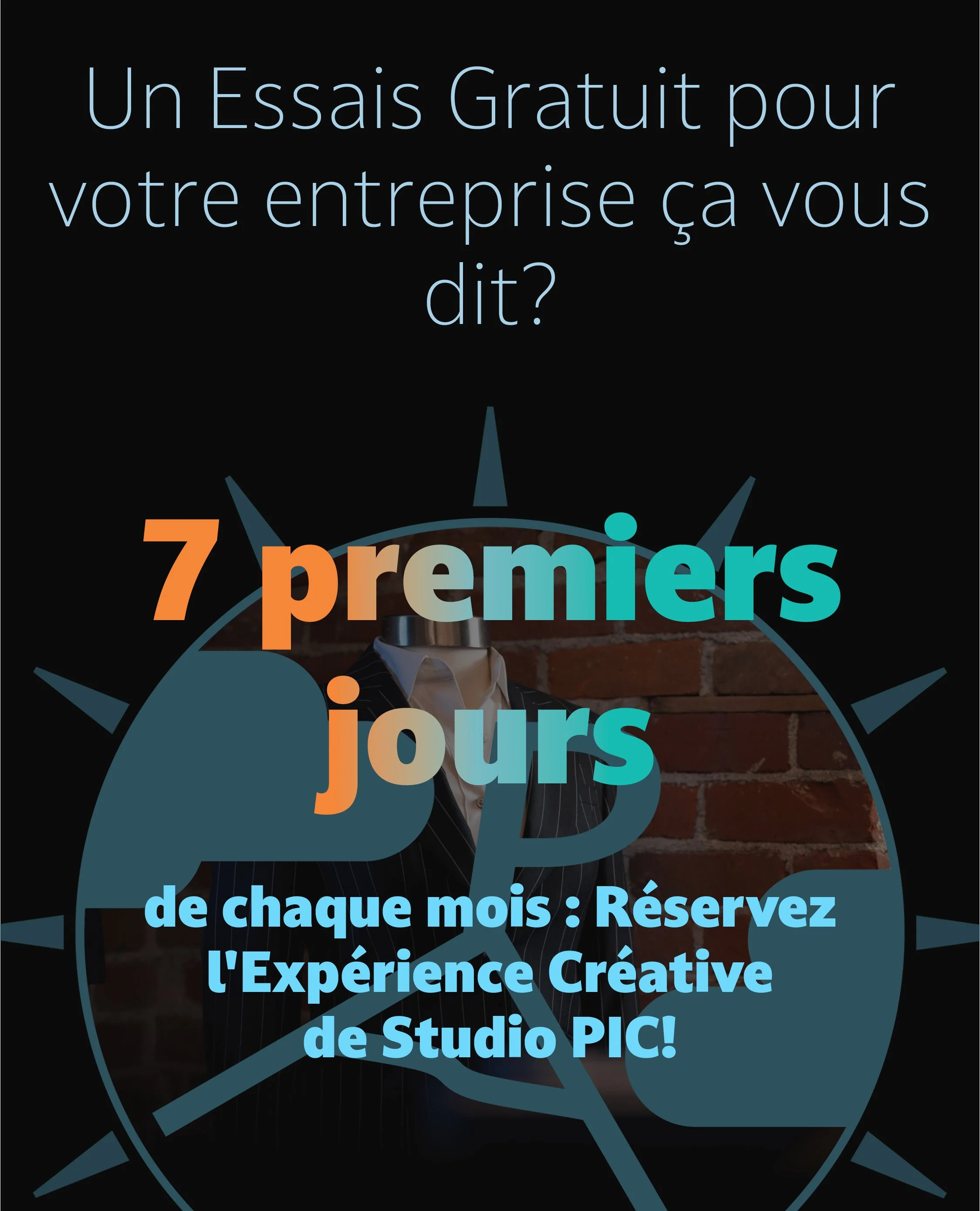 Essai Gratuit les 7 premiers jours de chaque mois. Vous pouvez faire un essai de nos services chez Studio Pic sans frais pour découvrir notre entreprise.
