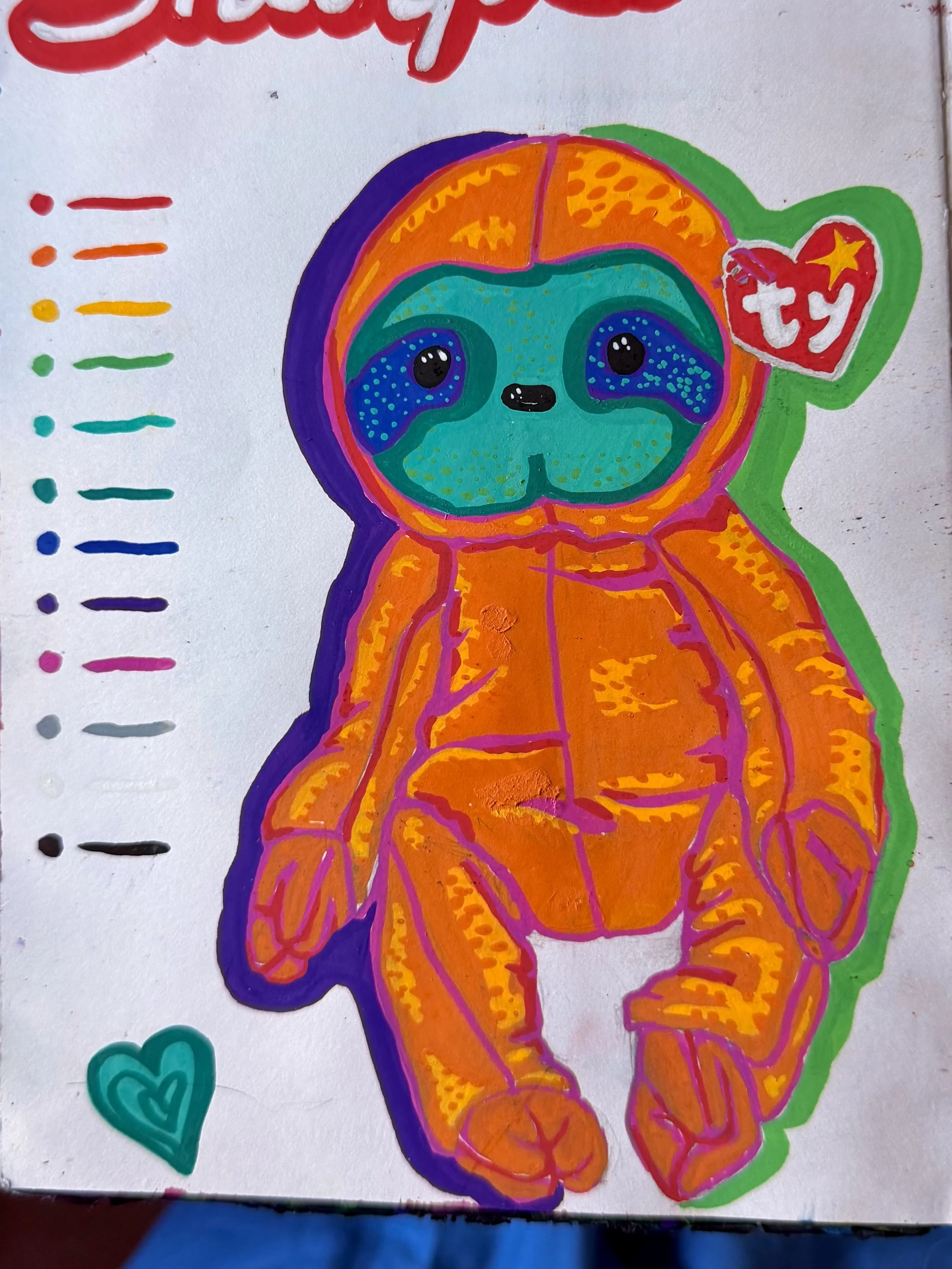 acrylic paint, warm up doodle (20 min)