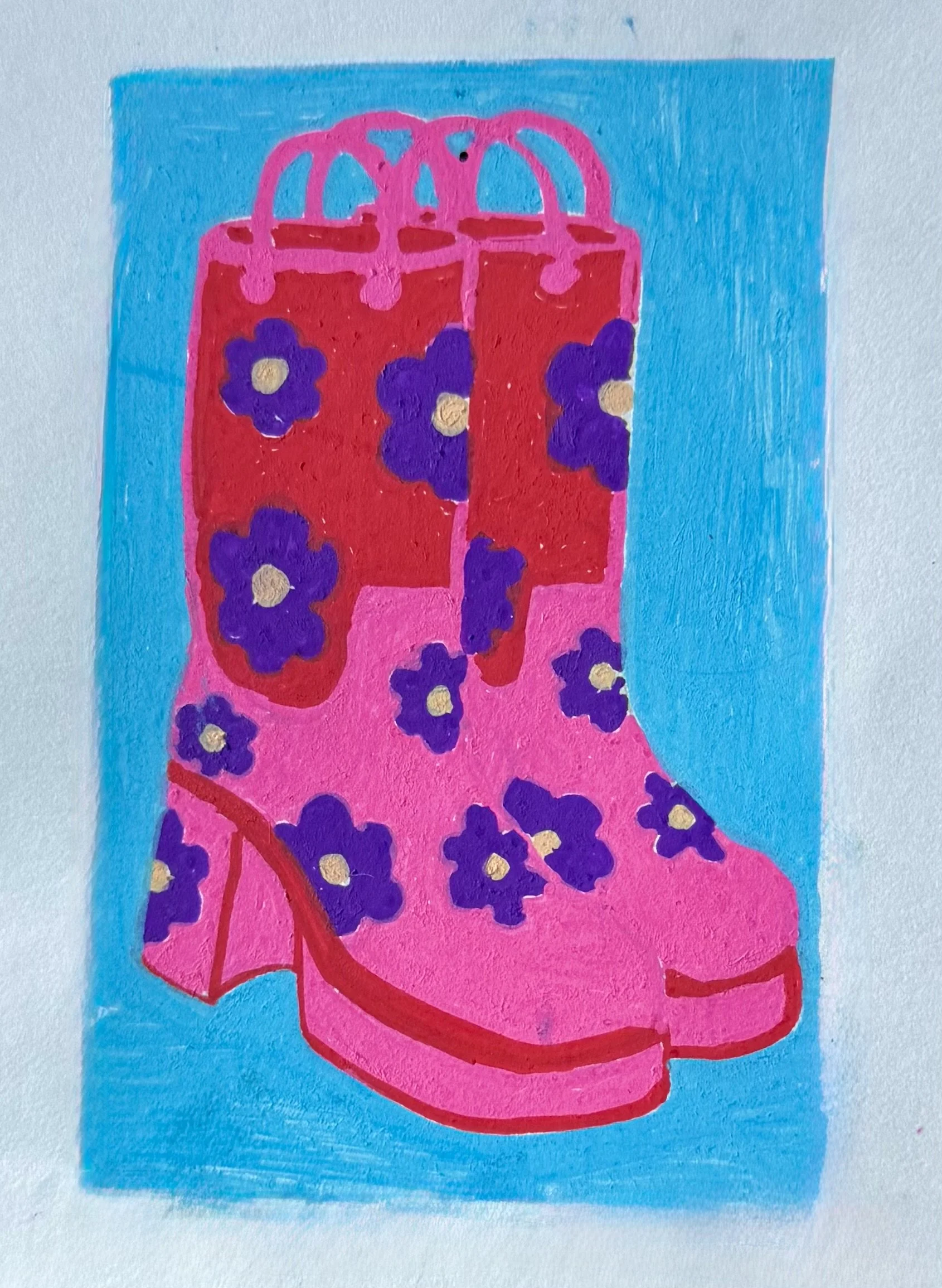 acrylic paint, warm up doodle (20 min)