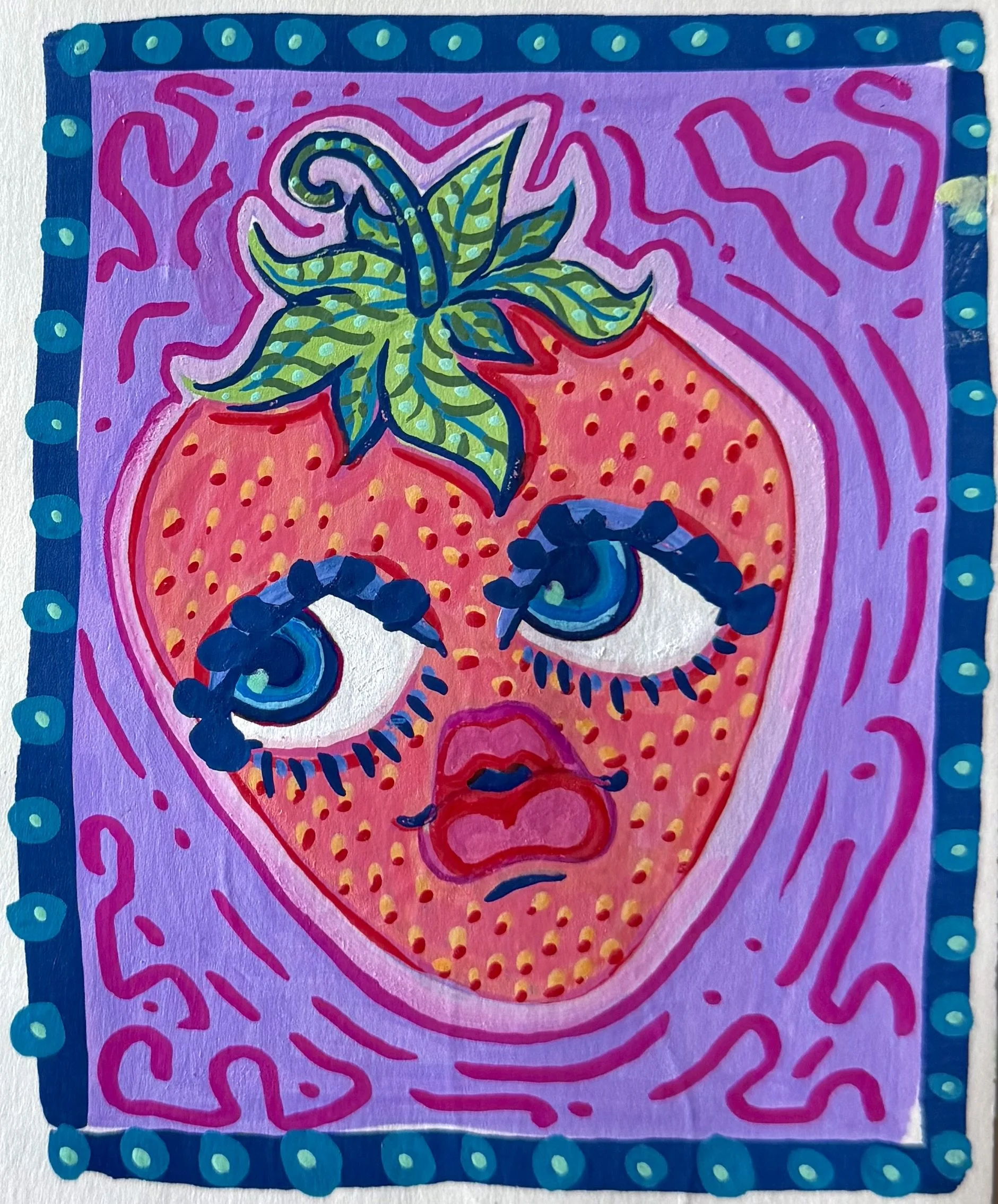 acrylic paint, warm up doodle (20 min)