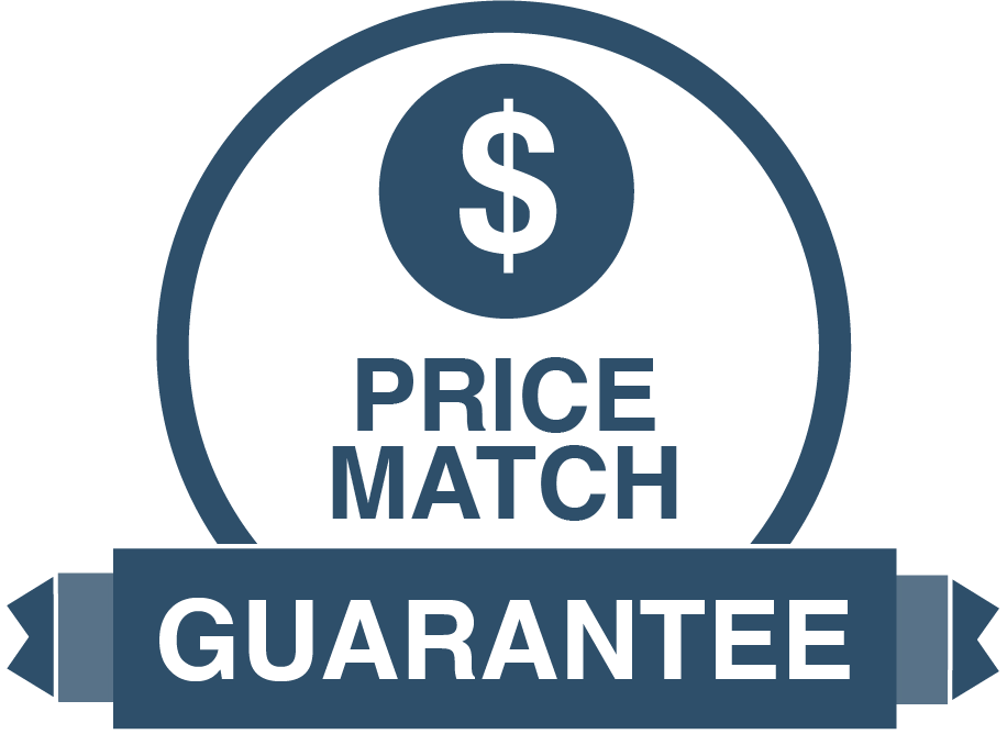 A badge with a dollar sign at the top saying 'Price Match Guarantee'