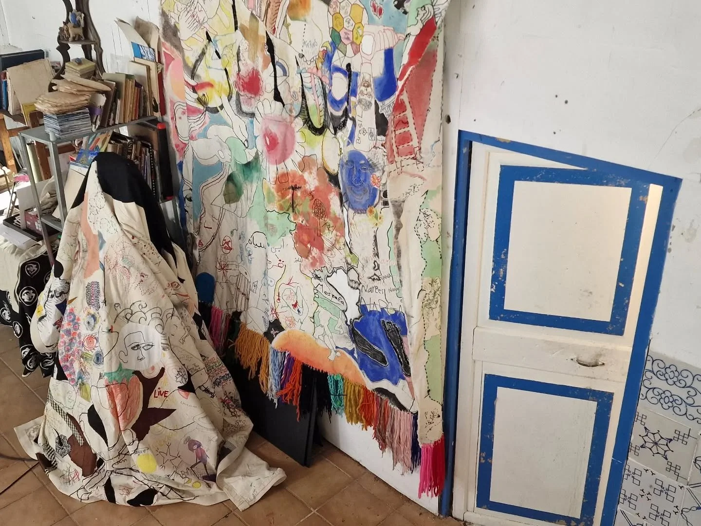 Studio  #Sunnawathen#tapestry#embroidery#mallorca#artistsofmallorca#charlesmarlow#deia#nitdelart