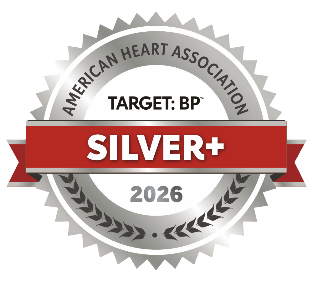 Silver medal badge for American Heart Association's 2026 target BP program