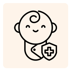 Cute baby with a stethoscope and health shield icon