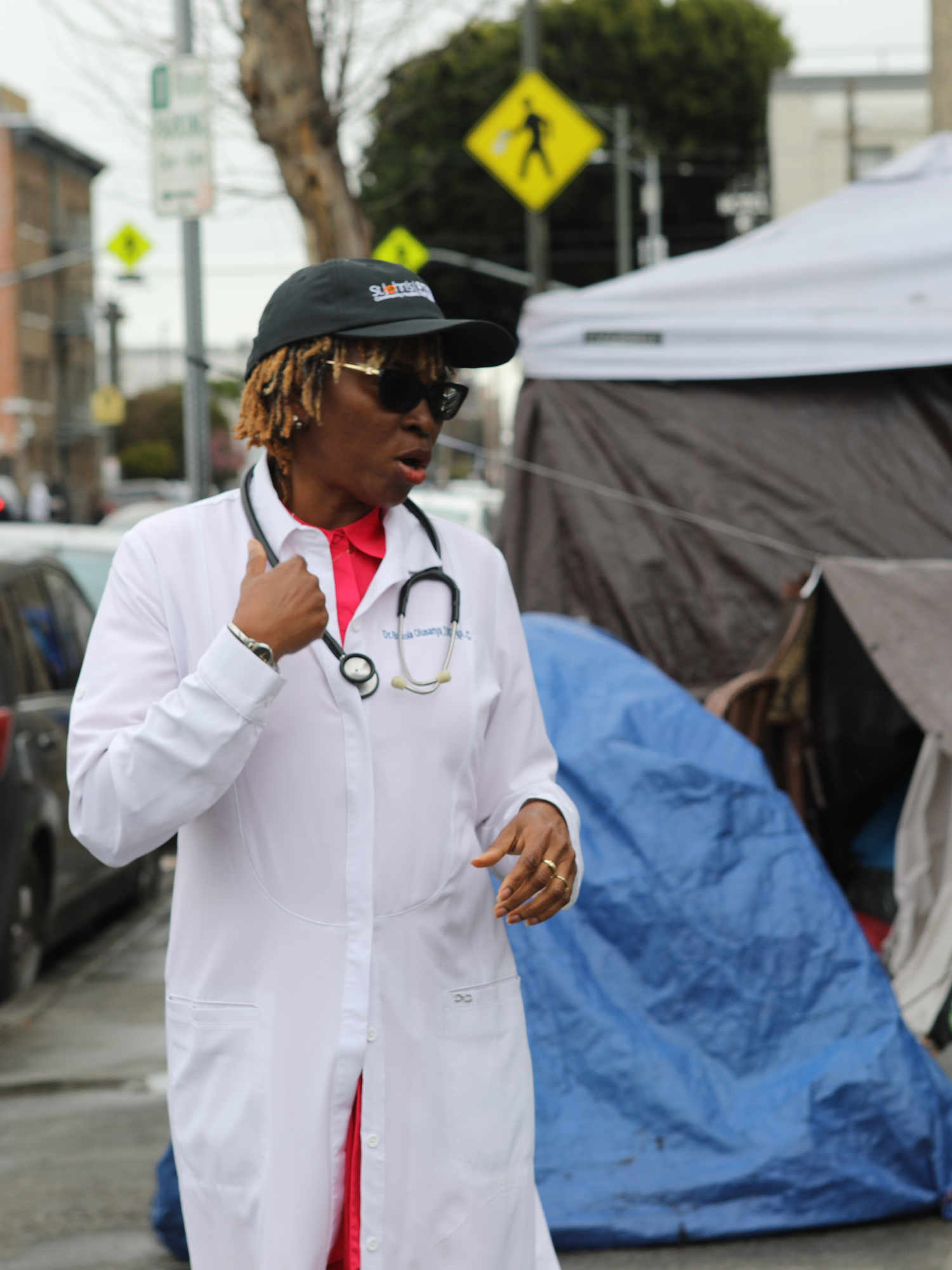 doctor visiting a homeless encampment in Los Angeles for our street medicine program