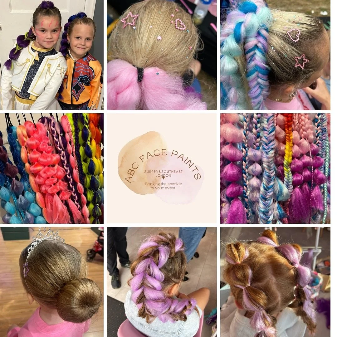 ✨ Need the perfect hairstyle for your next party or event? ✨
At ABC Face Paints, we don&rsquo;t just paint faces &mdash; we create magical makeovers with unique and fun hairstyling options your kids will LOVE! 💖
🎀 Bubble Braids
🐉 Rumi Dragon Braid