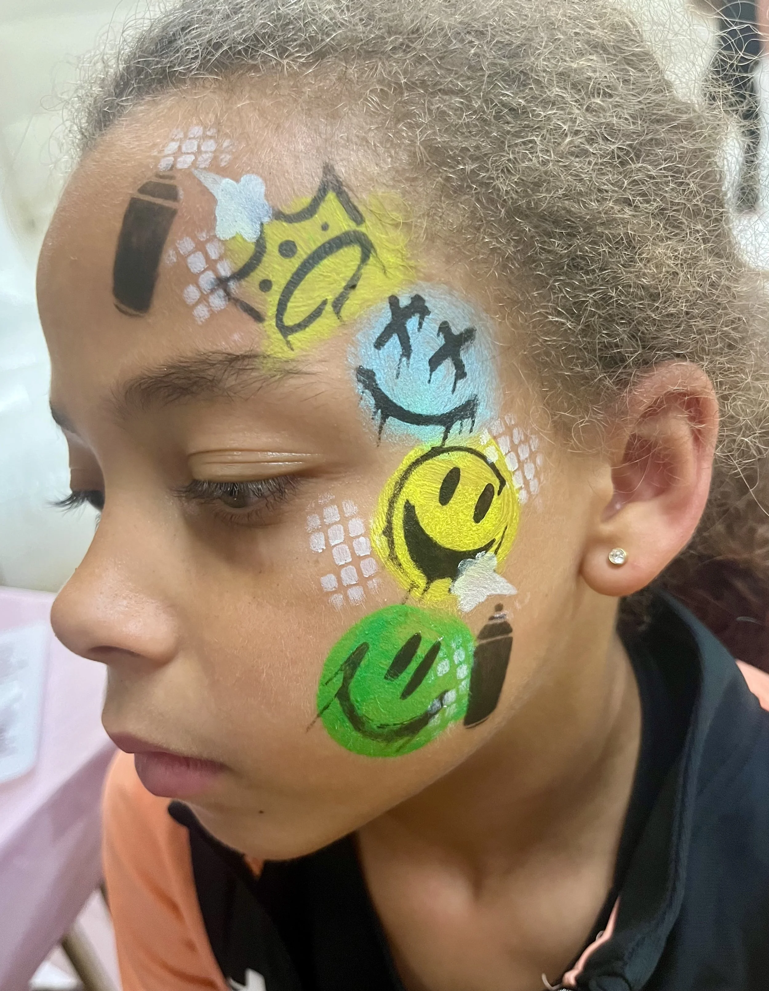 “Kids face painting Wandsworth – professional face painter creating colourful designs at a children’s party.”