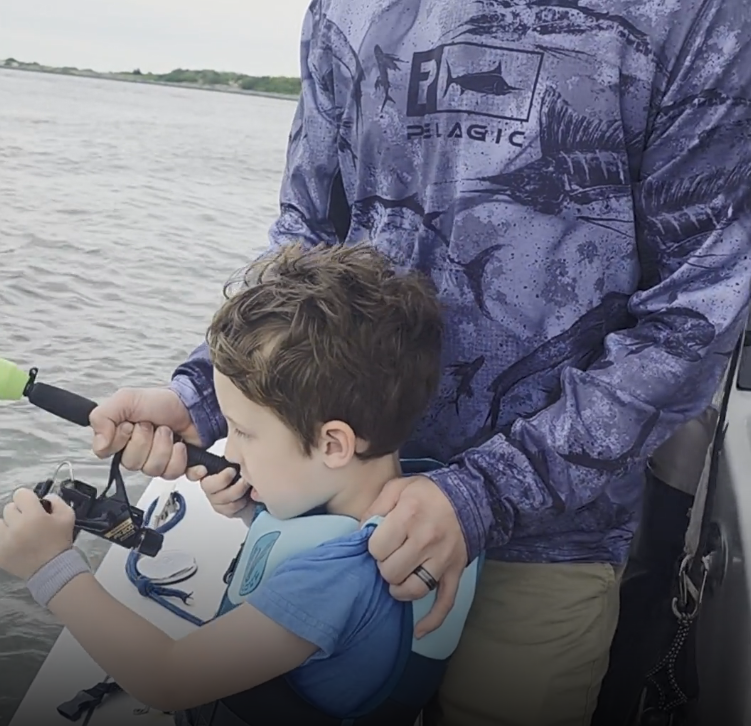 4-Year-Old and Dad Learning to Fish