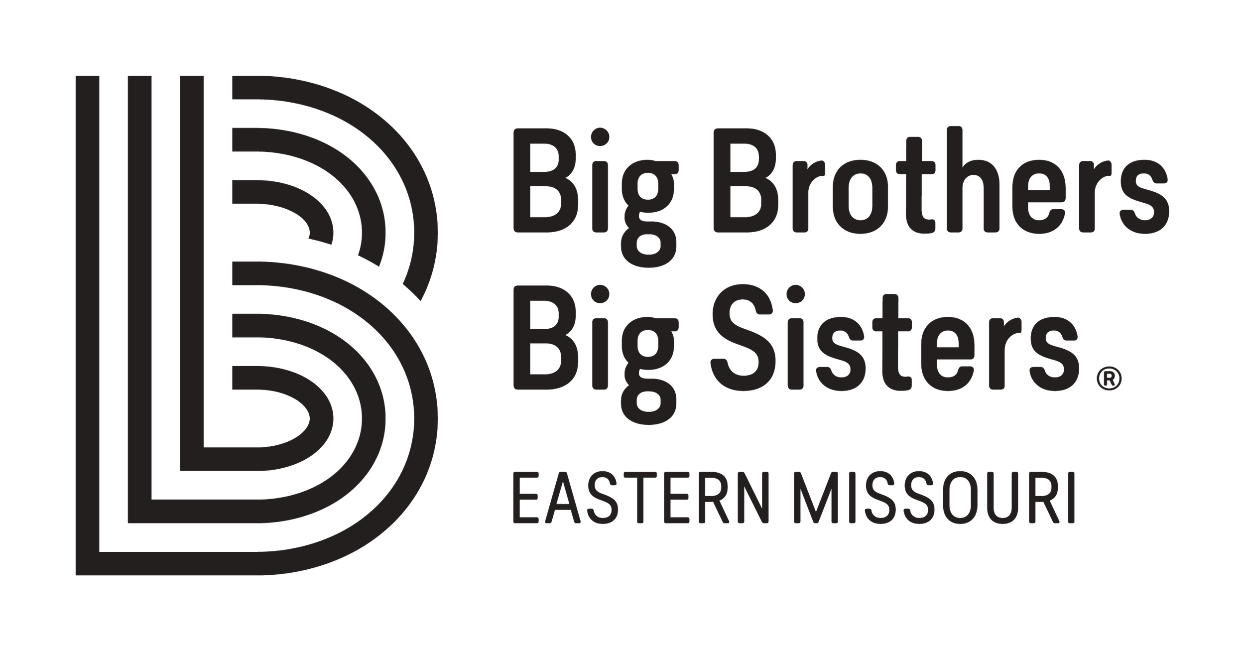 Logo of Big Brothers Big Sisters Eastern Missouri with stylized 'B' and text.