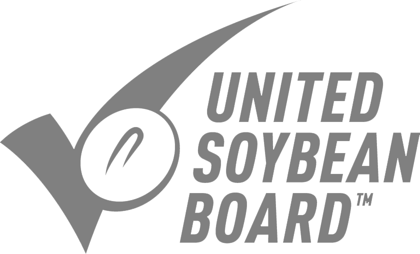 United Soybean Board logo with a checkmark and stylized soybean in black and gray.