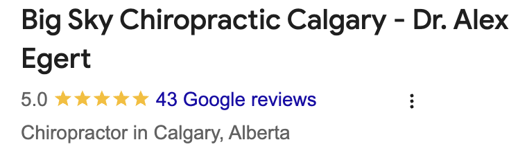 Big Sky Chiropractic Calgary 5 star rating on google reviews