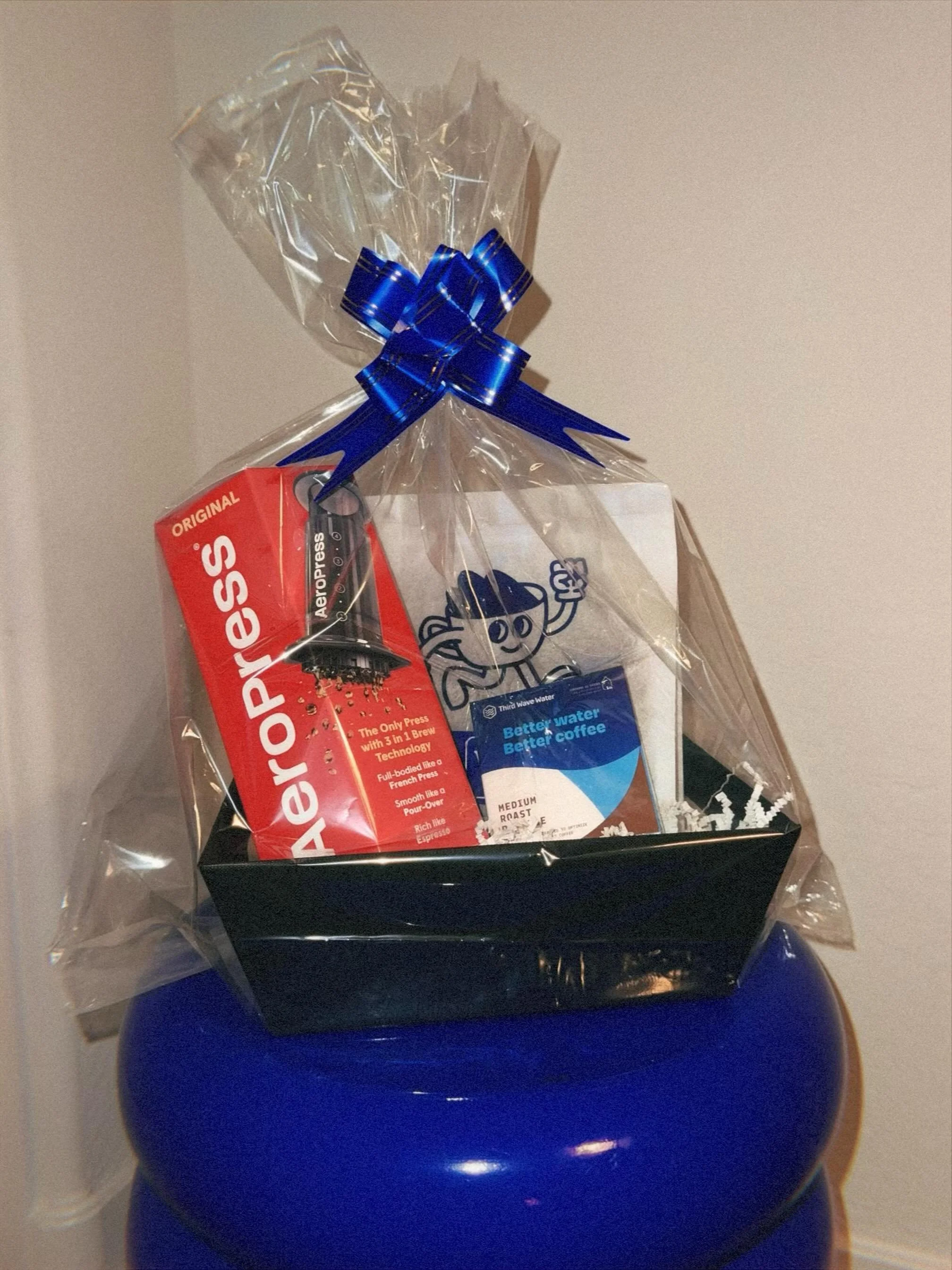 FATHERS DAY BUNDLES HAVE LANDED! The perfect gift for any coffee loving dad in your life-a brew basket! Our signature blend, an AeroPress French press, and a box of third wave water come together to make the perfect cup of coffee every time! Snag one