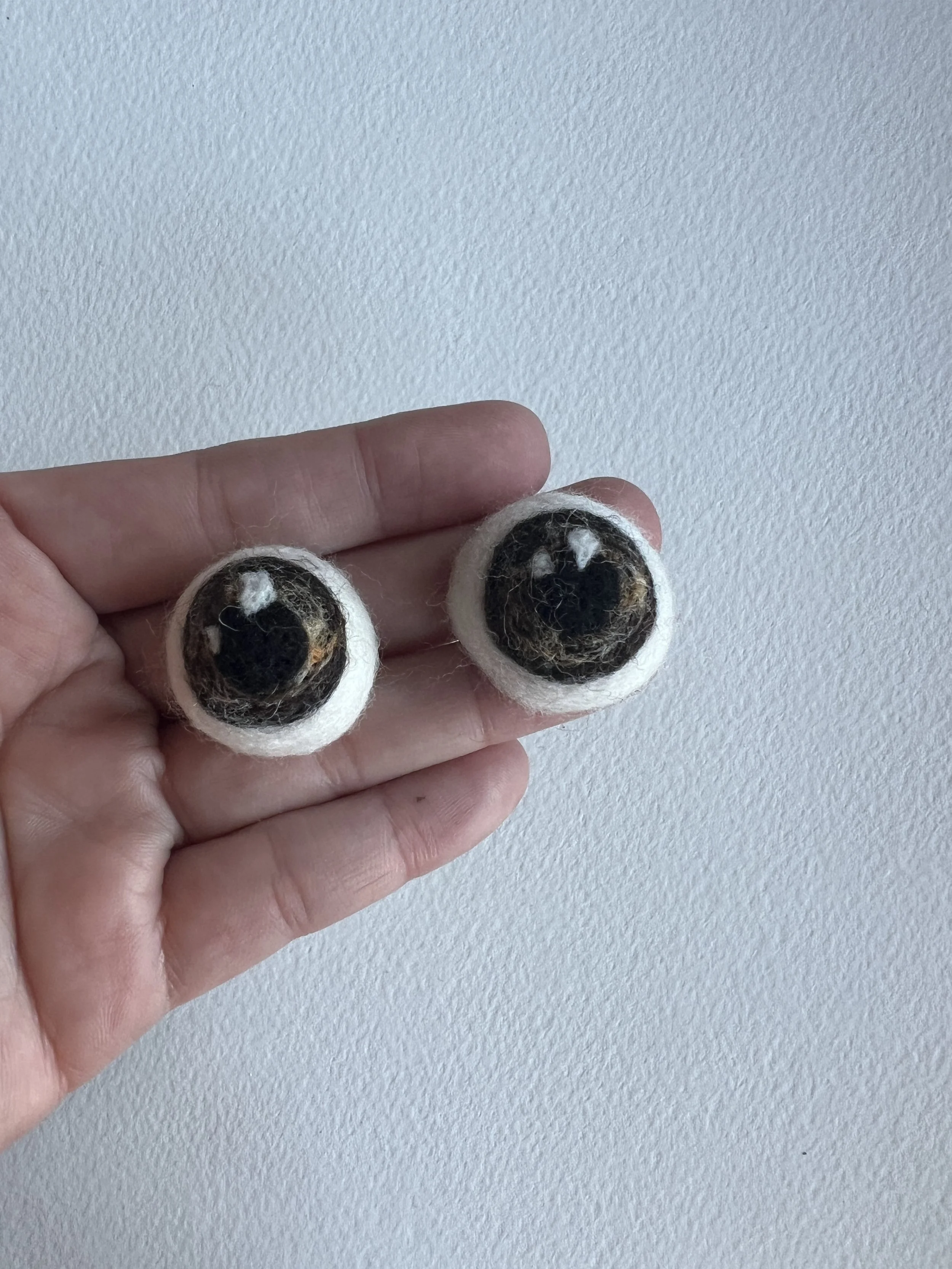 SOLD OUT Felted Eyeball Pins - Brown Eyes
