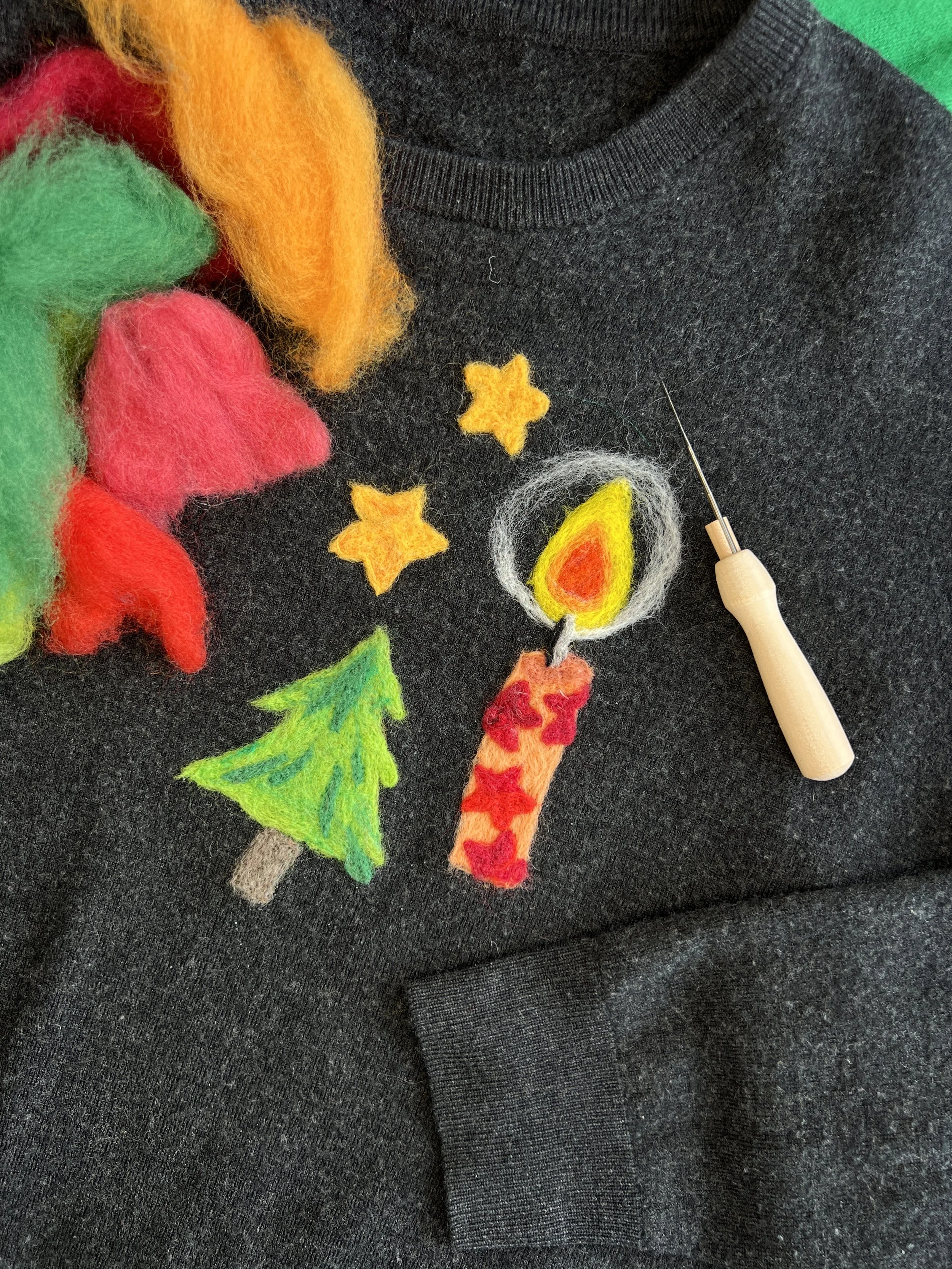 Needle Felting 101: Holiday Sweater Edition at Love Fest Fibers